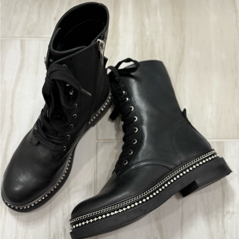 Vince Camuto Black Studded Combat Boots